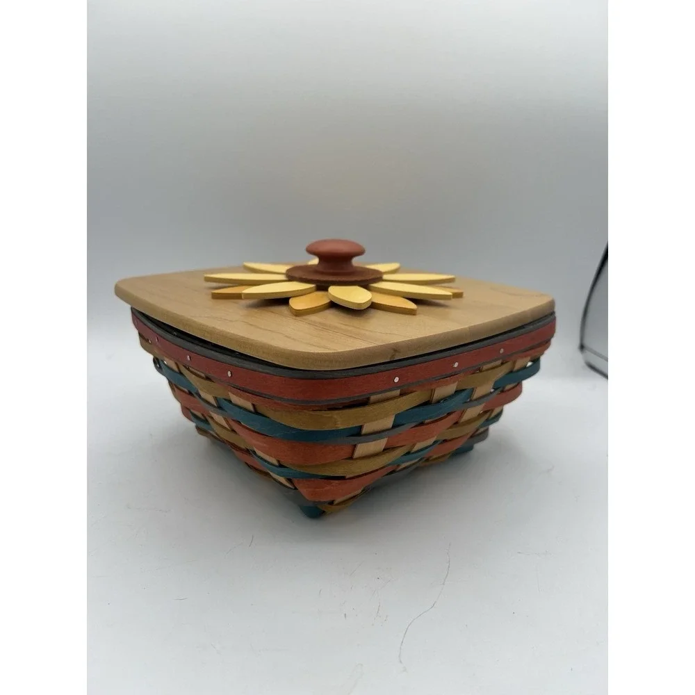 🌻 Longaberger 2016 Collectors Club Sunflower Basket Combo – EUC–Lid & Protector